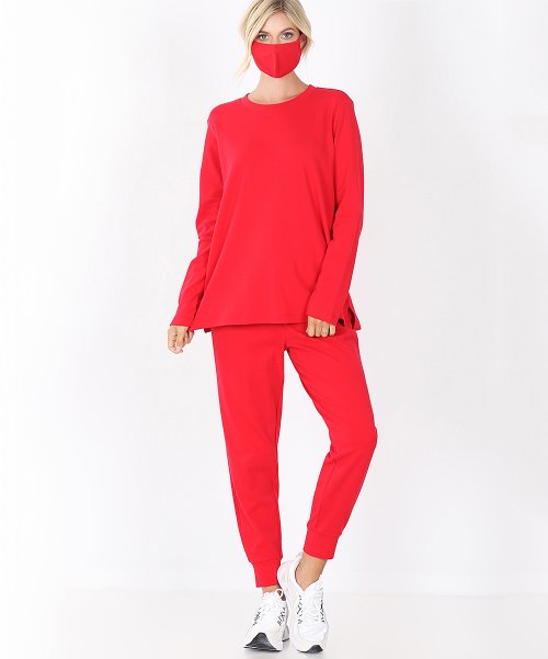 Ruby Long-Sleeve Tee, Joggers and Non-Medical Face Mask Set