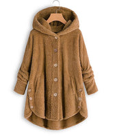 Baisico Yellow Side-Pocket Plush Hooded Button-Up Coat