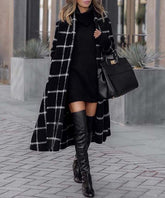 Charlie Charlie Charlotte Black Windowpane Belted Longline Coat