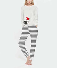 PixieLady White Dog Sweatshirt & Black Stripe Joggers