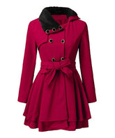 Camisa Wine Faux Fur-Trim Trench Coat