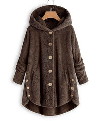 NXH Brown Pocket Plush Hooded Button-Up Coat