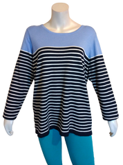 Karen Scott Woman Blue Finch Combo Striped Sweater