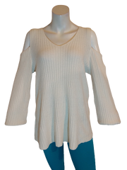 Style & Co. Woman Warm Ivory Romantic Charm Cold Shoulder Sweater