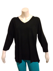Karen Scott Woman Luxsoft Black Sweater V Neck