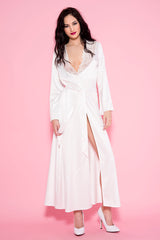 Music Legs Long White Satin Robe