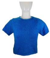 House of Three Blue Fuzzy Crop Top