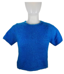 House of Three Blue Fuzzy Crop Top