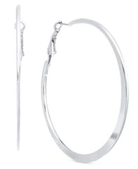 Alfani Silver-Tone Flat-Edge Hoop Ear Silver