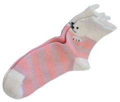 Bear Pattern Pink/White Socks