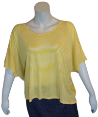 Achro Yellow Striped Women Tee Rayon, Polyester