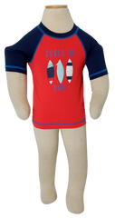 "Surf's Up Dude red/navy long sleeve swim shirt