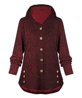 UDEAR Red Knit Button-Accent Hooded Cardigan