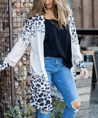 Tickled Teal Sand Cheetah Lightweight Pocket Open Cardigan