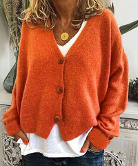 Knoeasy Orange Drop-Shoulder Crop Cardigan
