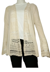 Belldini Crocheted Wrap Sweater in Tan