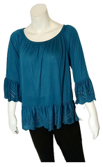 Turquoise Fever Ruffled Blouse