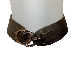 Diva General Grey Fashion Belt with Rhinestones