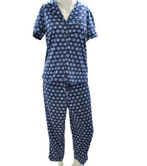 Charter Club Printed Capri Pants Pajama Set Navy Sea