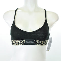 Calvin Klein Womens Animal-Print Unlined Bralette Black