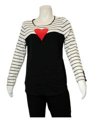 Black/White Red Beaded Blouse