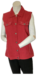 Red jeweled denim vest