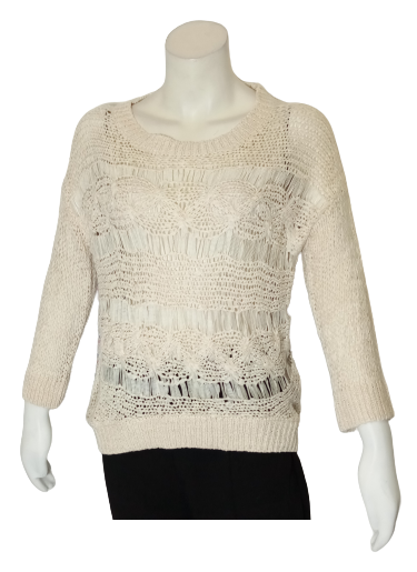 Crocheted/fabric floral sweater