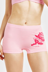Sofra Ladies Seamless Boy Shorts Panties Comfy Underwear with LOVE ME Rose Pattern