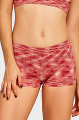 Sofra Ladies Seamless Heather Stripe Red Print Boyshort Panty