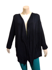 INC Navy Fringed Wrap Sweater (Minor Repair On Back)