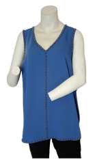 Blue/Pewter Alfani Studded Top (buttons missing)