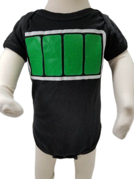 Battery charge black onesie 6mos
