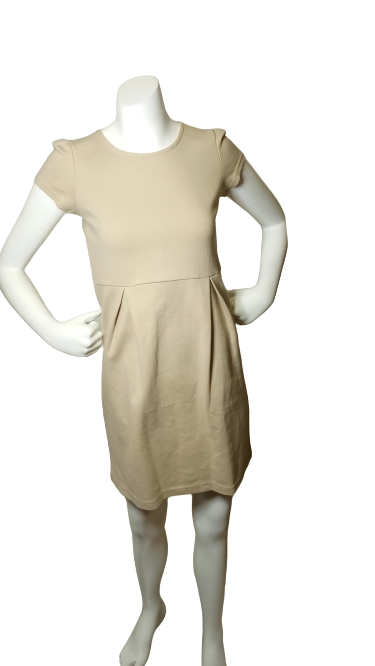 Tan Pleated Dress