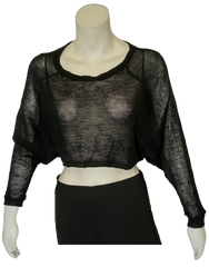 Leshop Black Long Sleeve Loose Crop Sweater