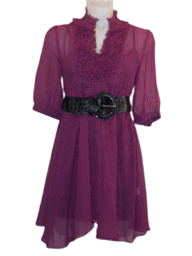 Plaid sheer ruffled dress w/belt