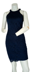 Measeor lace covered dress navy