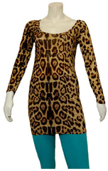 Tan/Brown Leopard Print Blouse