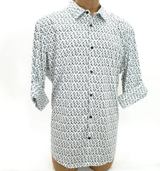 Alfani Men Bright White Fashion April Long Sleeve Zig Zag White Shirt XXL