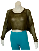 Leshop Olive Long Sleeve Loose Crop Sweater