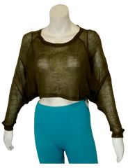 Leshop Olive Long Sleeve Loose Crop Sweater