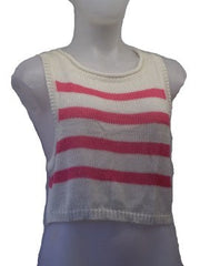 Story of Lola Cream/Pink Cropped Striped Sweater Vest
