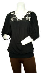 Black Mar-Q Embroidered Blouse