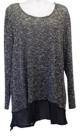 Moa Moa Black/White Sheer Edge Sweater