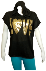 Blush black top with hood