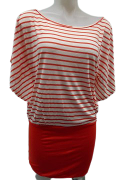 Bella D orange/white stripe dress
