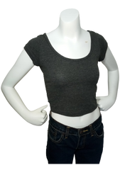 Love in Gray Short Sleeve Crop Top