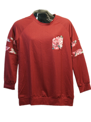 Red Long Sleeve Roses Blouse