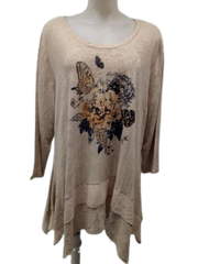 Tan Style and Co Printed Blouse