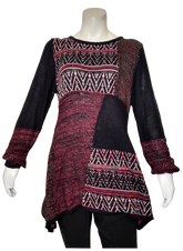 Style & Co. Black/Red Squares Sweater
