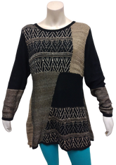 Style & Co. Black/Tan Squares Sweater